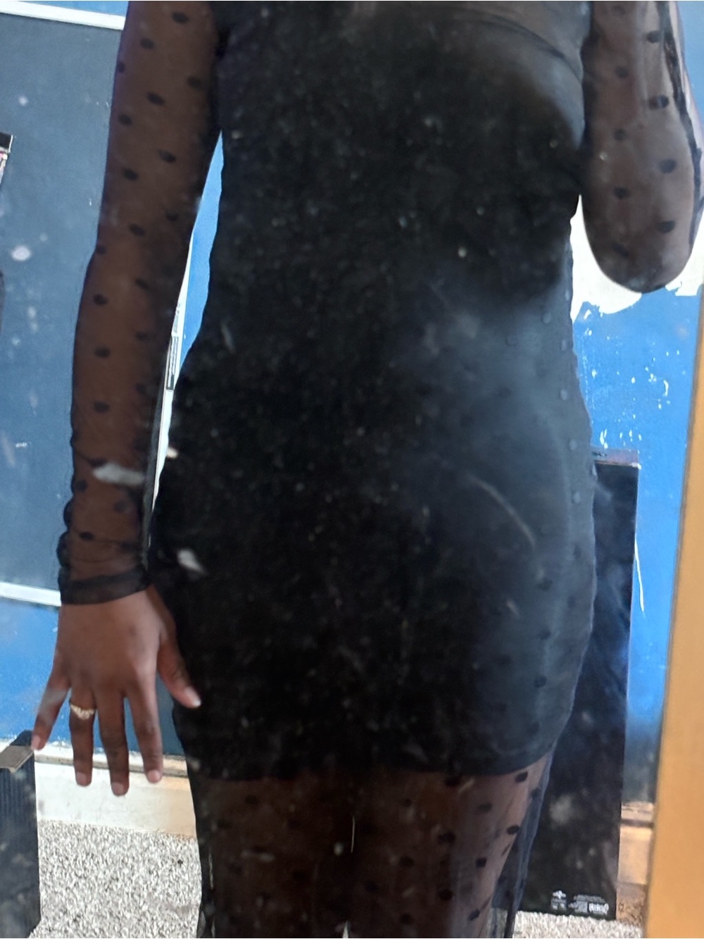 SHEIN Black Polka Dot Mesh Bodycon Mini Dress